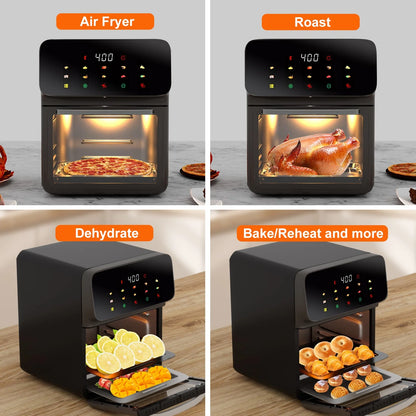 Air Fryer 12QT Convection Oven with 10-In-1 Multi Function, Visible Window and Touchscreen, White