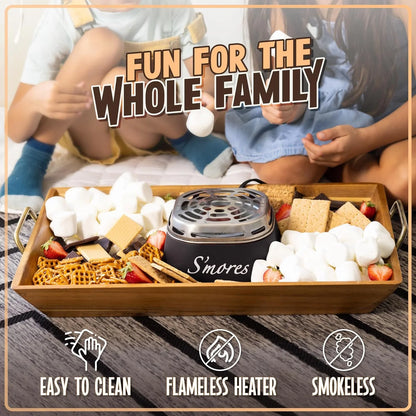 Indoor Smores Maker Smores Kit, Electric Smore Maker with 2 Marshmallows Roasting Forks, Brown